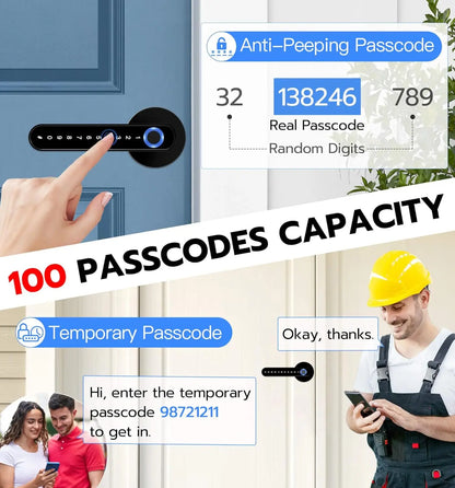 Fingerprint Door Lock with Keypad Smart Door Lock for Bedroom Electronic Lock with Passcode App Unlocking for Interior Doors