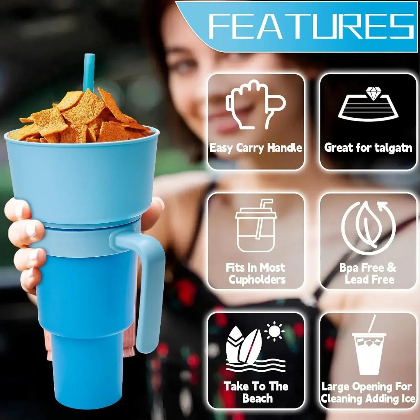 2In1 Snack Cup  with straw