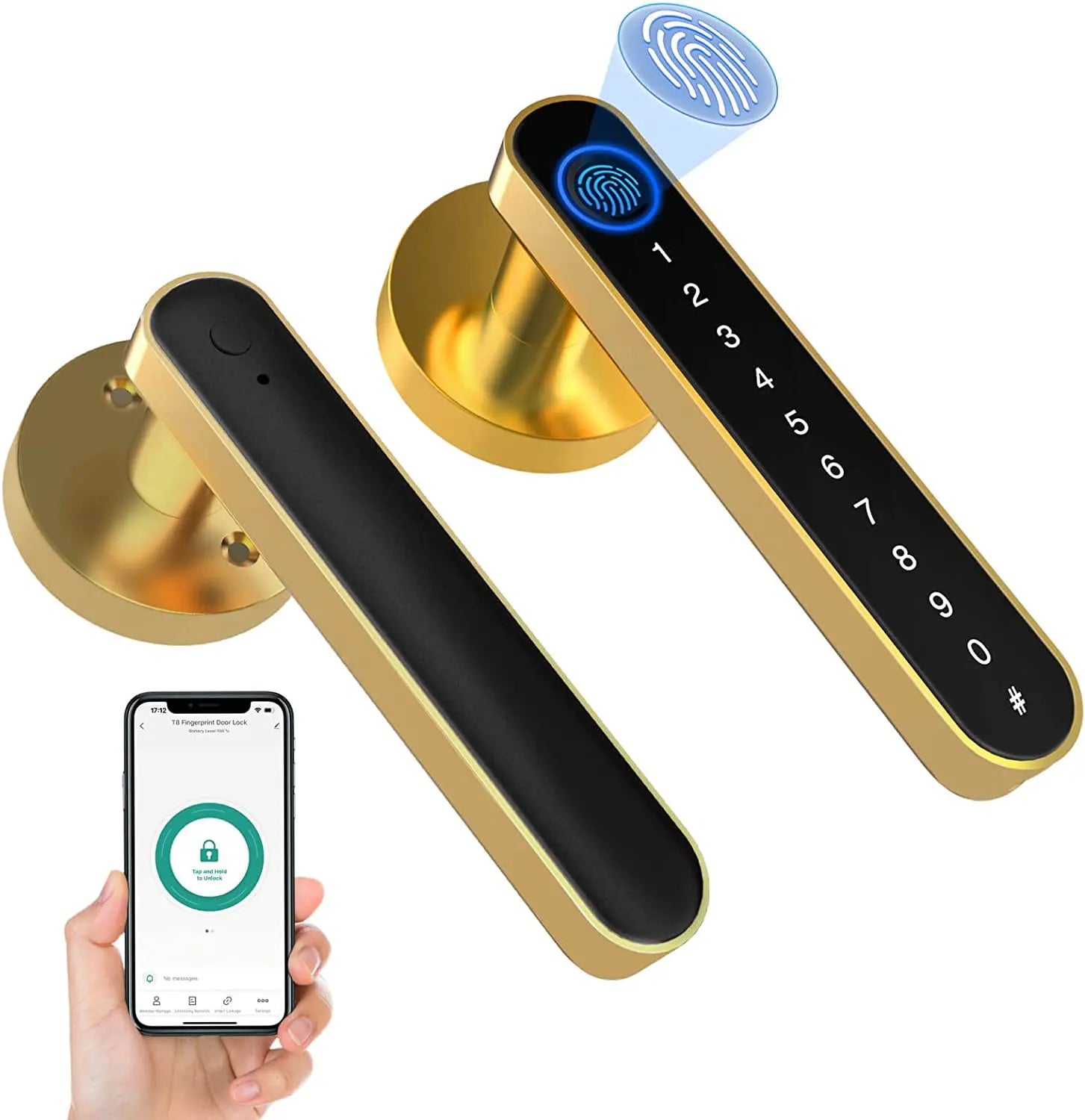 Fingerprint Door Lock with Keypad Smart Door Lock for Bedroom Electronic Lock with Passcode App Unlocking for Interior Doors